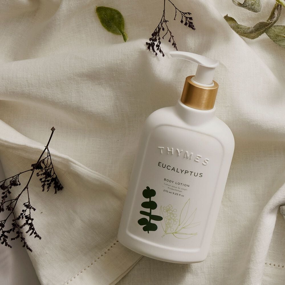 Thymes Eucalyptus Body Lotion With Pump on countertop image number 2